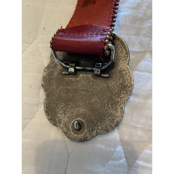 Cache Red Leather Belt with Gold & Silver Buckle - Size S main image 8